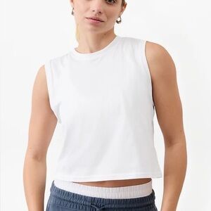 Athleta White True Cotton Crop Tank Size XL NWT